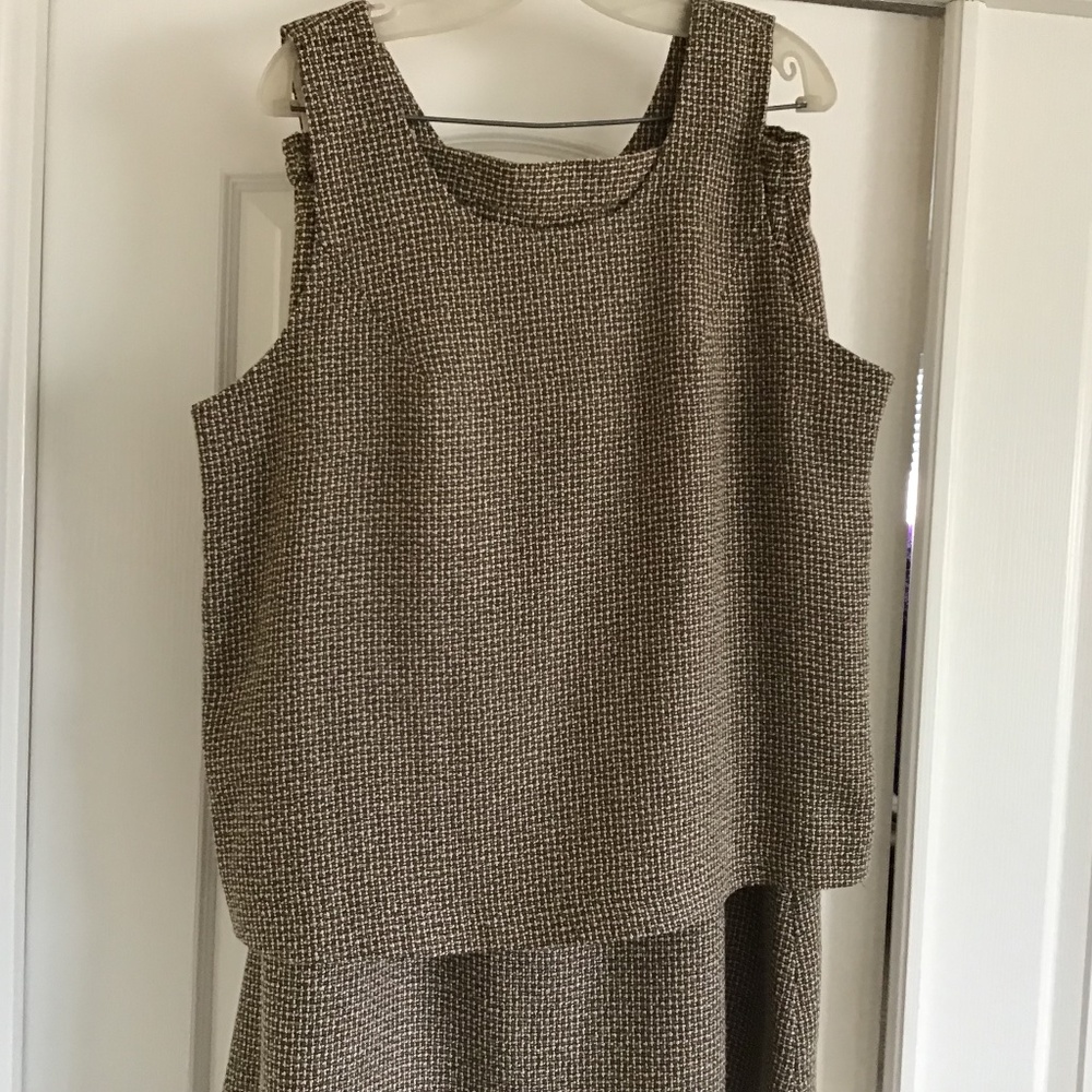 Three piece woman's suit, brown tweed